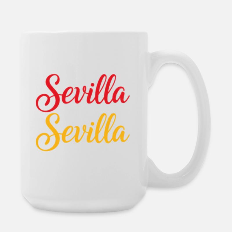 Sevilla Script Duo Rot Gelb Retro - Große Tasse 440 ml - Weiß