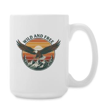 Eagle Wild and Free Retro Vintage Nature Motif - Large Mug 440 ml - white - Right