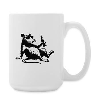 Ratte mit Flasche Sonnenbrille - Große Tasse 440 ml - Weiß - Rechts