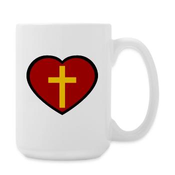 Kreuz und Herz - Große Tasse 440 ml - Weiß - Rechts
