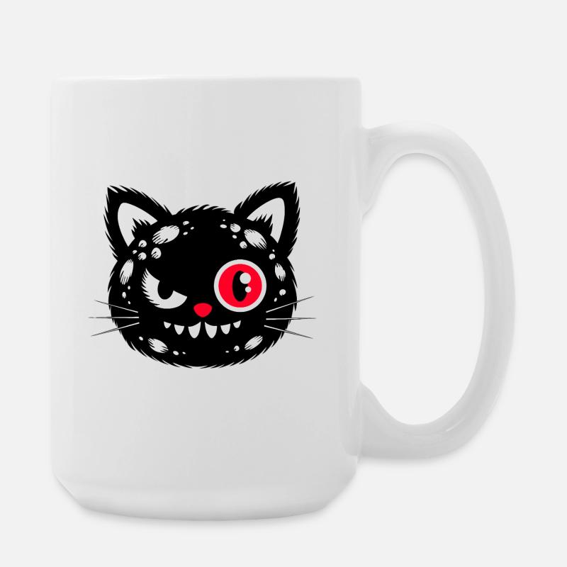 Schwarze Katze mit rotem Auge - Große Tasse 440 ml - Weiß
