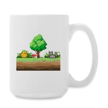 Pixelgarten Abenteuer - Große Tasse 440 ml - Weiß - Rechts