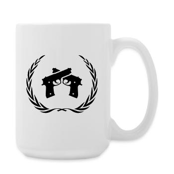 Pistole Symbol Kranz - Große Tasse 440 ml - Weiß - Rechts