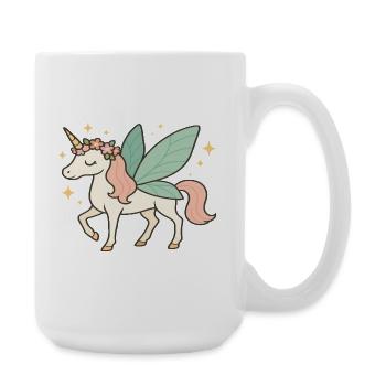 Cute Fairy Unicorn with Flowers and Sparkles - Large Mug 440 ml - white - Right