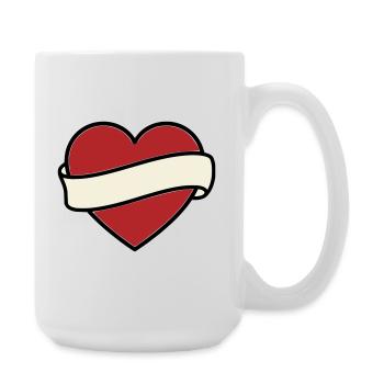 Vecteur de défilement de la bannière de cœur tatoué - Grande tasse 440 ml - blanc - Droite