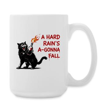 Feuerkater mit Flammenflasche - Große Tasse 440 ml - Weiß - Rechts