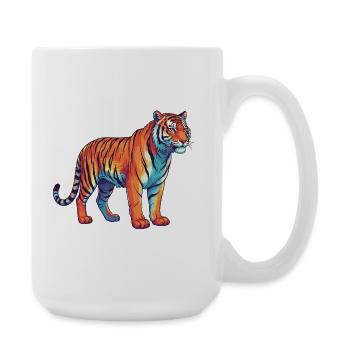 Colorful Tiger Rainbow Pop Art Watercolor - Large Mug 440 ml - white - Right