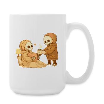 Un squelette douillet apporte le thé – Petit geste, beaucoup de cœur - Grande tasse 440 ml - blanc - Droite