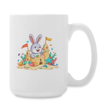 Summer bunny at the sandpit - Large Mug 440 ml - white - Right