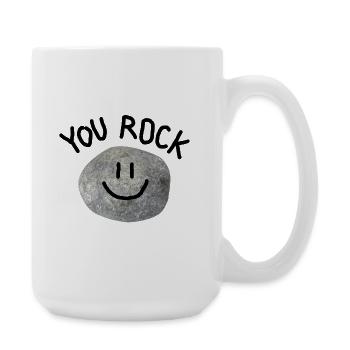 You Rock Minimal Pun Statement Smile Stone - Large Mug 440 ml - white - Right