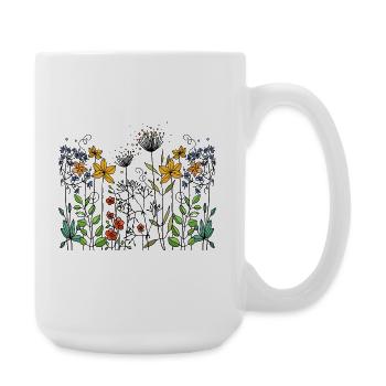 Blumen - Große Tasse 440 ml - Weiß - Rechts
