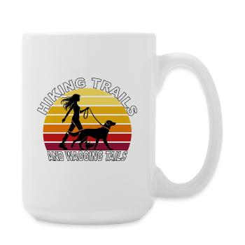 Hiking Trails and Wagging Tails Retro - Große Tasse 440 ml - Weiß - Rechts