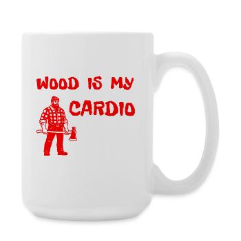 Wood Is My Cardio - Lumberjack Axe Design - Large Mug 440 ml - white - Right