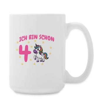 Ich bin Schon Vier Unicorn Geburtstag - Große Tasse 440 ml - Weiß - Rechts