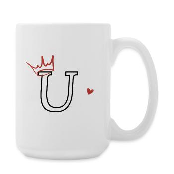 Lettre u couronne cœur - Grande tasse 440 ml - blanc - Droite