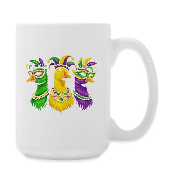 Karnevalstrio der Maskenvögel - Große Tasse 440 ml - Weiß - Rechts