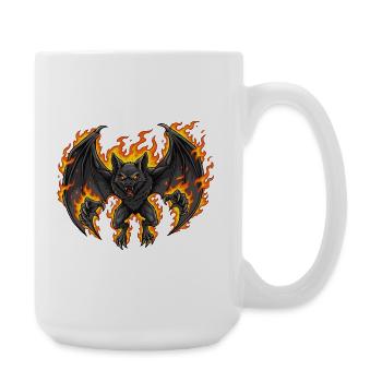 Bat on fire - Large Mug 440 ml - white - Right