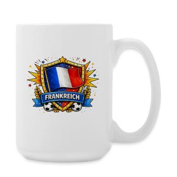 Drapeau français dans le bouclier de football - Grande tasse 440 ml - blanc - Droite