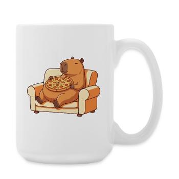 Pizza Capybara auf dem Sofa - Große Tasse 440 ml - Weiß - Rechts