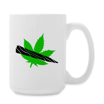 Green Leaf Silhouette Design - Large Mug 440 ml - white - Right