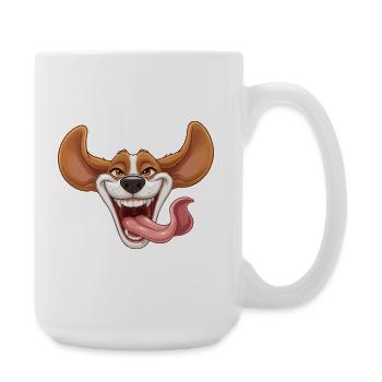 Laughing dog with tongue - Large Mug 440 ml - white - Right