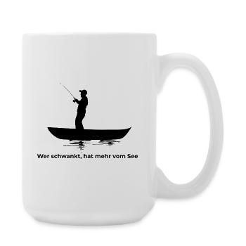 Nachtboot Silhouette auf Wasser - Große Tasse 440 ml - Weiß - Rechts