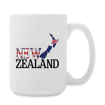 Neuseeland-Landkarte Neuseeländische Flagge - Große Tasse 440 ml - Weiß - Rechts