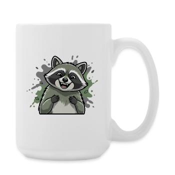 Dessin animé de raton laveur rieur - Grande tasse 440 ml - blanc - Droite