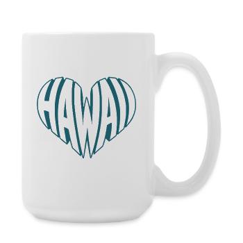 Hawaii, Hawaii Angular HeartTypo Design - Large Mug 440 ml - white - Right