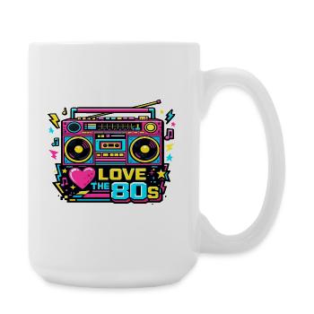 J’adore le Neon Boombox des années 80 - Grande tasse 440 ml - blanc - Droite