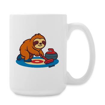 Paresseux curling sur balai - Grande tasse 440 ml - blanc - Droite