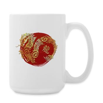 Drache Chinesisches Tierkreiszeichen Horoskop - Große Tasse 440 ml - Weiß - Rechts