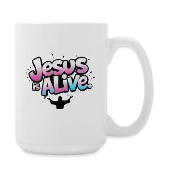 Jesus lebt christliches Auferstehungsdesign - Große Tasse 440 ml - Weiß - Rechts