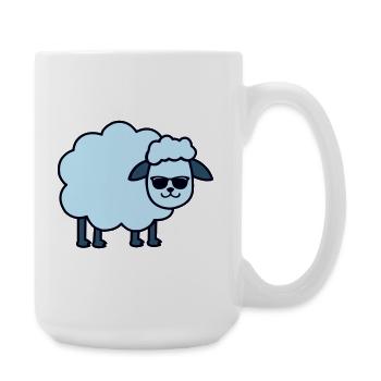 Sonnenbrillen Schaf Blau - Große Tasse 440 ml - Weiß - Rechts