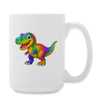 Bunter Dinosaurier Cartoon lustiges Tier  - Große Tasse 440 ml - Weiß - Rechts