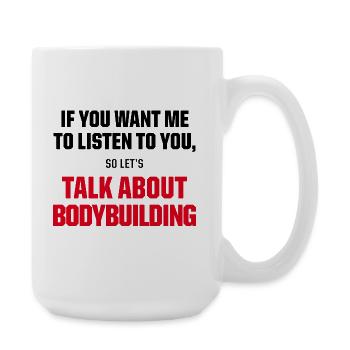 Talk About Bodybuilding Funny Gym Motivation Quote - Große Tasse 440 ml - Weiß - Rechts