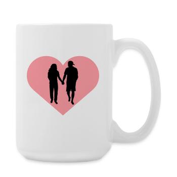 Couple Silhouette Amour Romance Petit ami de la Saint-Valentin - Grande tasse 440 ml - blanc - Droite