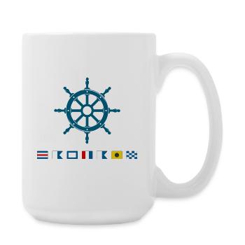Capitaine Maritime Steering Wheel Sailor Design - Grande tasse 440 ml - blanc - Droite
