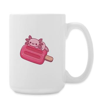 Cute Axolotl Chilling On Red Icelolly - Large Mug 440 ml - white - Right