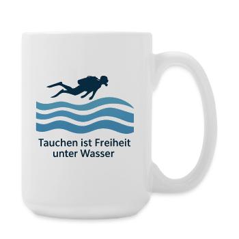 Tauchen ist Freiheit Unter Wasser - Große Tasse 440 ml - Weiß - Rechts