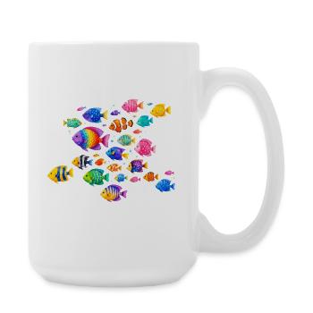Bunte Tropenfische Illustration - Große Tasse 440 ml - Weiß - Rechts