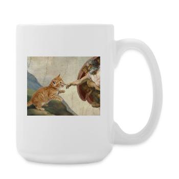 Cat Slaps God's Hand Funny Cats Meme - Large Mug 440 ml - white - Right