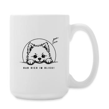 Zwergspitz - Hab dich im Blick! - Große Tasse 440 ml - Weiß - Rechts