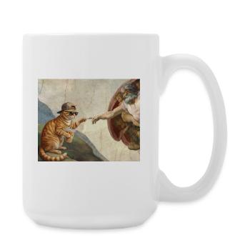 Katze Schlägt Gottes Hand Lustiges Katzen meme - Große Tasse 440 ml - Weiß - Rechts