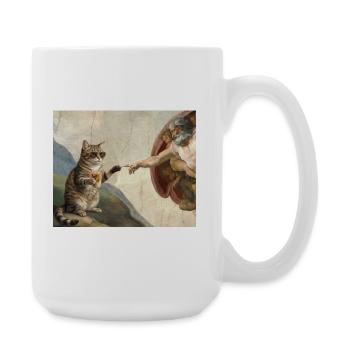 Katze Schlägt Gottes Hand Lustiges Katzen meme - Große Tasse 440 ml - Weiß - Rechts