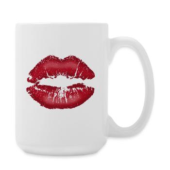 Lip Kissable Lips with Lipstick Red Shading - Large Mug 440 ml - white - Right