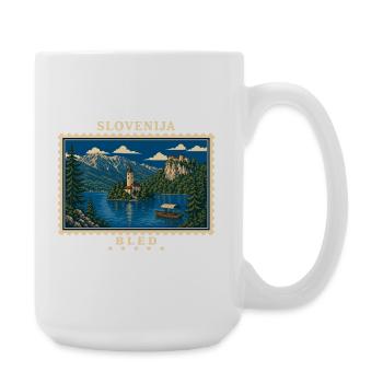 Slowenien Bled Vintage Reisemarke - Große Tasse 440 ml - Weiß - Rechts
