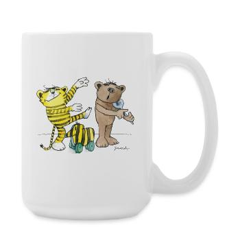 Janosch Tiger And Bear Making Music - Large Mug 440 ml - white - Right