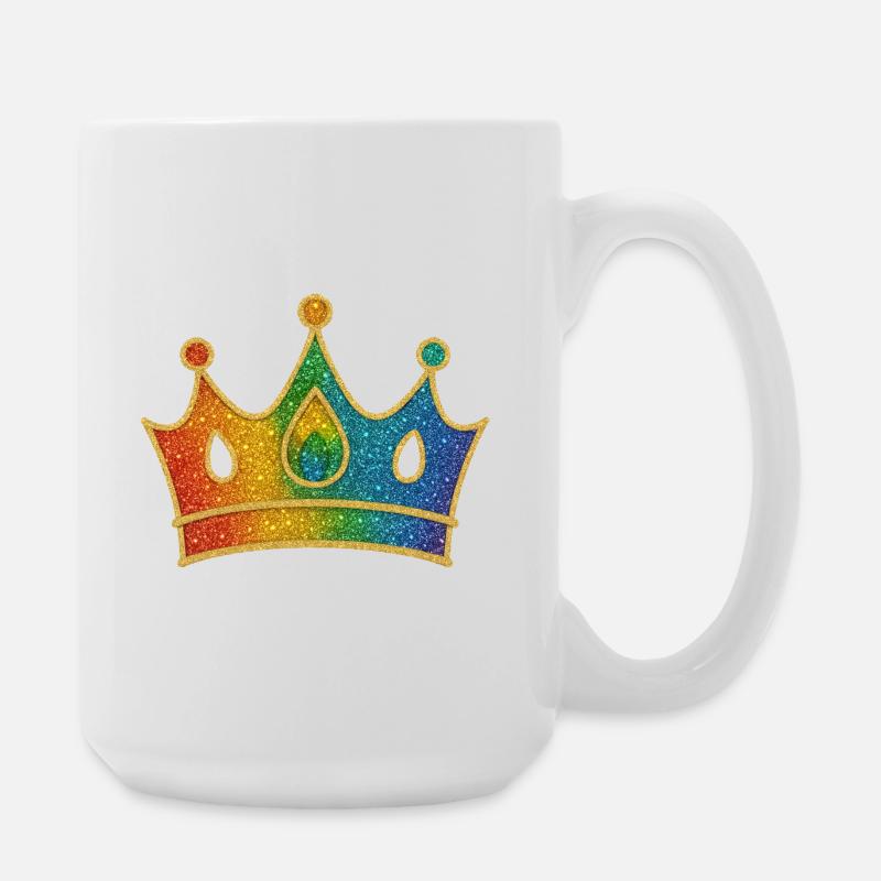 Glamouröse Regenbogen-Krone mit Glittereffekt - Große Tasse 440 ml - Weiß