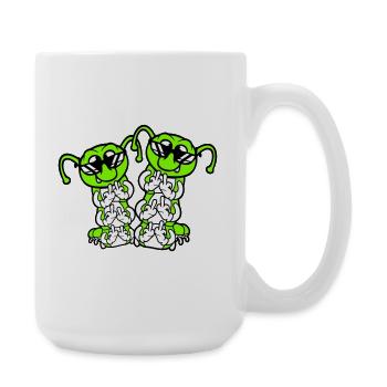 2 Caterpillar Middle Finger Insult Sunglasses Team - Large Mug 440 ml - white - Right